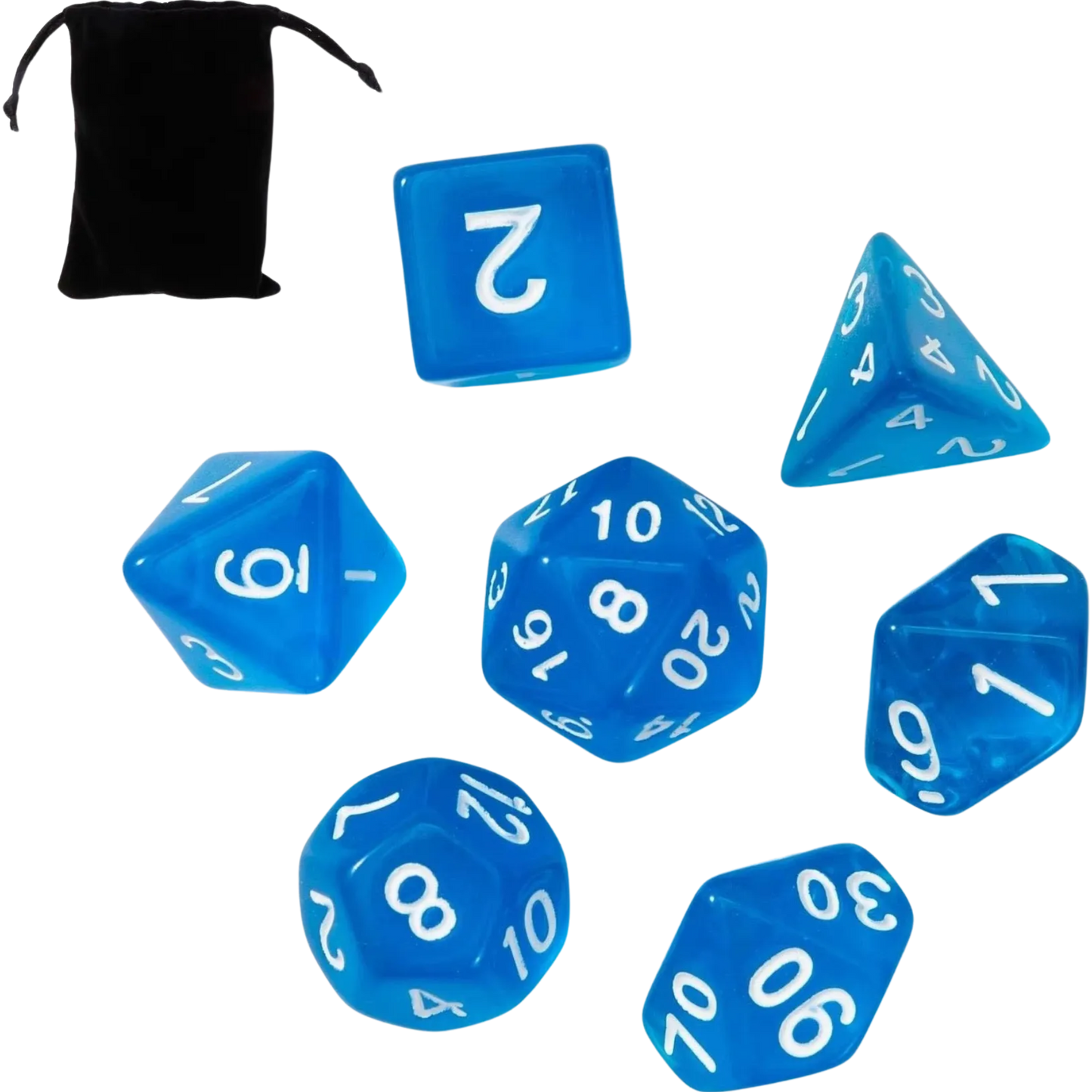 Set de dados (7 unidades) con bolsa