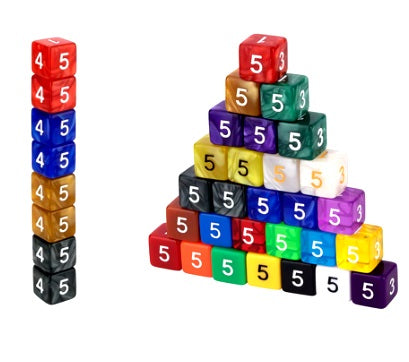 25 dados de 6 caras (color aleatorio)