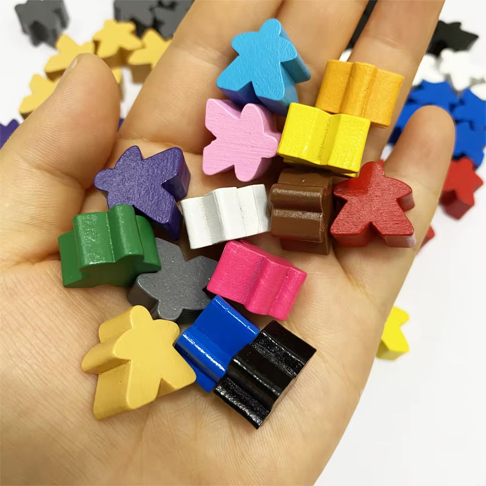 Meeple de madera, 25 piezas, colores mezclados