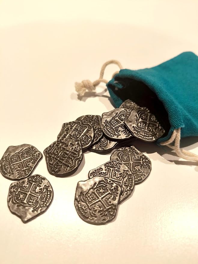 25 Monedas Antiguas de Metal con Bolsa