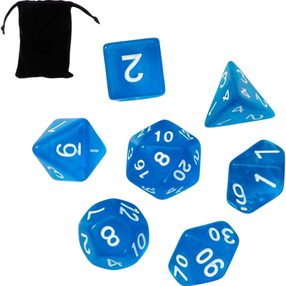 Set de dados (7 unidades) con bolsa