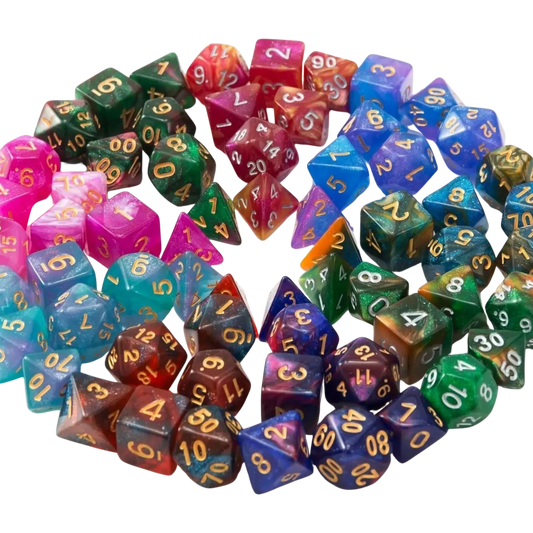 Set de dados (7 unidades) con bolsa