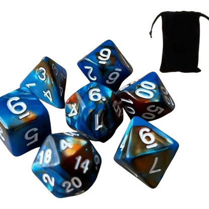 Set de dados (7 unidades) con bolsa
