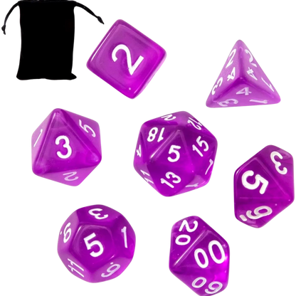Set de dados (7 unidades) con bolsa