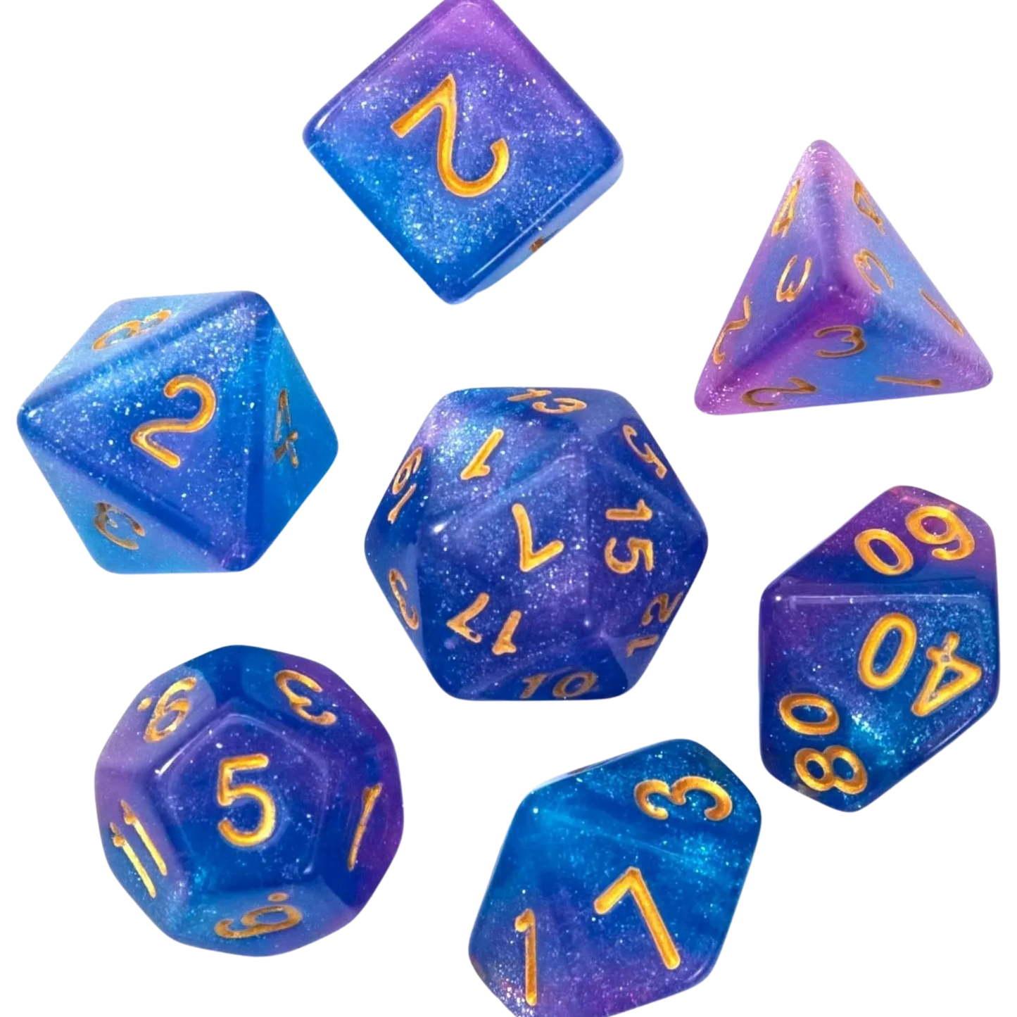 Set de dados (7 unidades) con bolsa