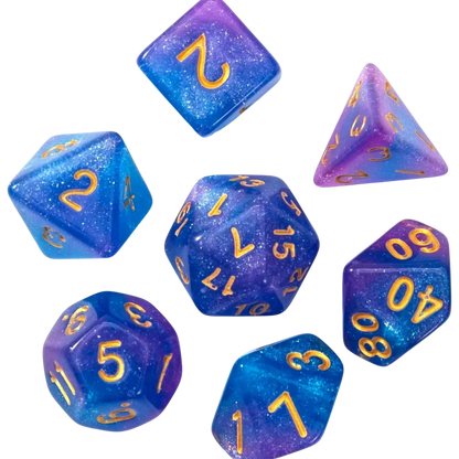 Set de dados (7 unidades) con bolsa